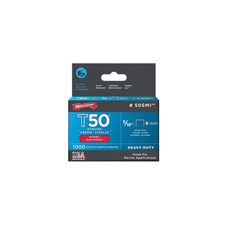 Arrow T50M 508m Monel Staples 12mm (1/2in) Box 1000