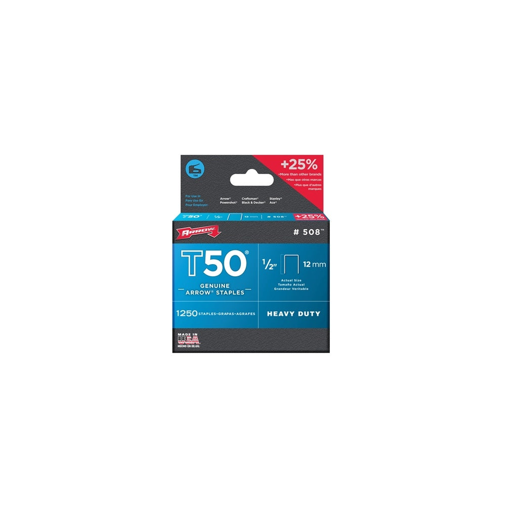 Arrow T50 Staples 12mm (1/2in) Box 1250