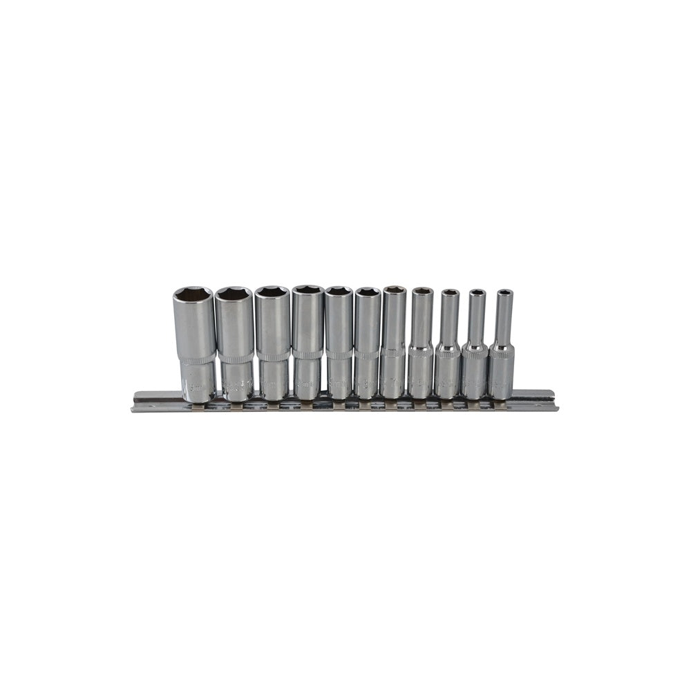 BlueSpot Tools Deep Socket Set of 11 Metric 1/4in Square Drive