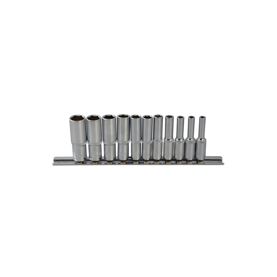 BlueSpot Tools Deep Socket Set of 11 Metric 1/4in Square Drive