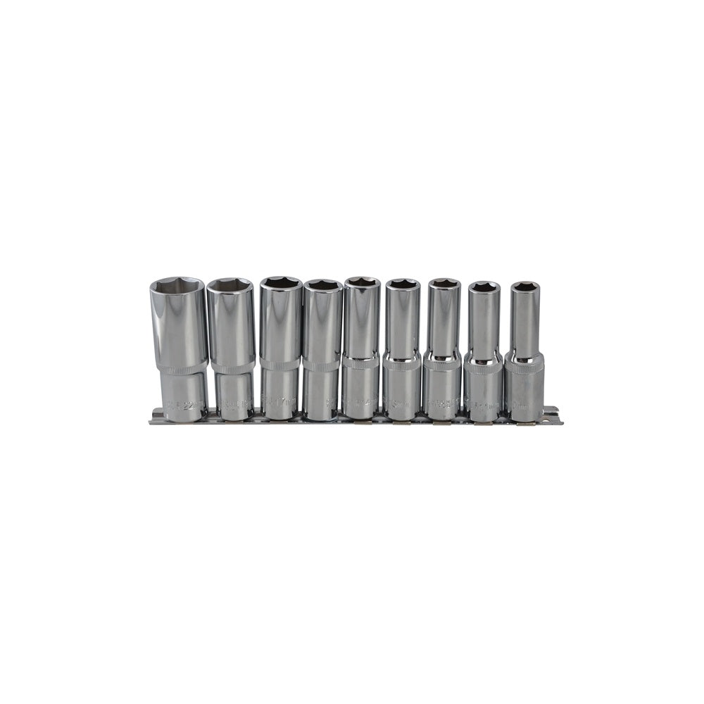 BlueSpot Tools Deep Socket Set of 9 Metric 1/2in Square Drive