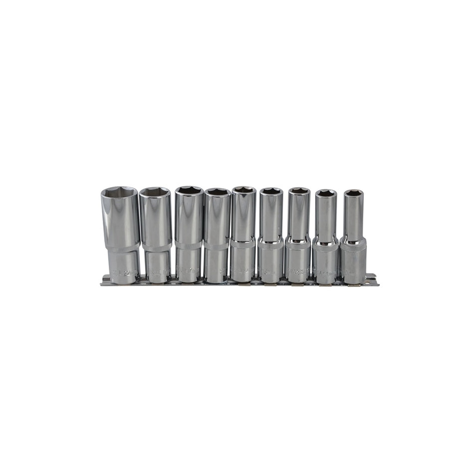 BlueSpot Tools Deep Socket Set of 9 Metric 1/2in Square Drive