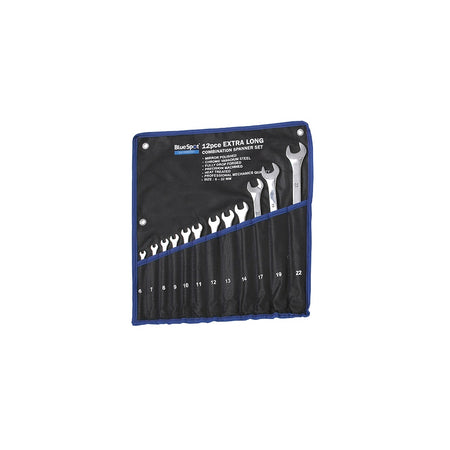 BlueSpot Tools Extra Long Combination Spanner Set of 12 Metric 6 to 22mm