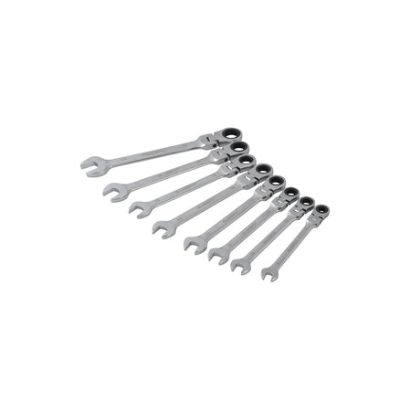 BlueSpot Tools Flexible Head Ratchet Metric Spanner Set 8 Piece