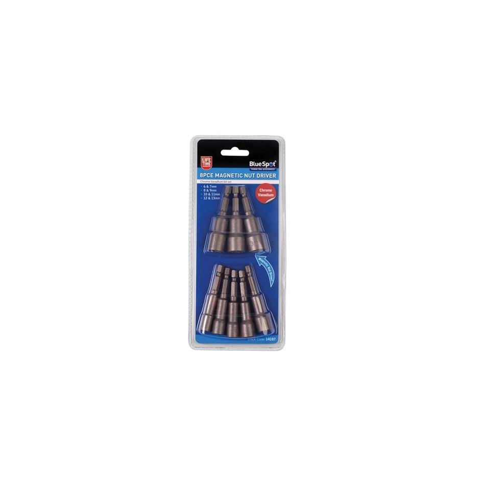 BlueSpot Tools Magnetic Nut Driver Set of 8 1/4In