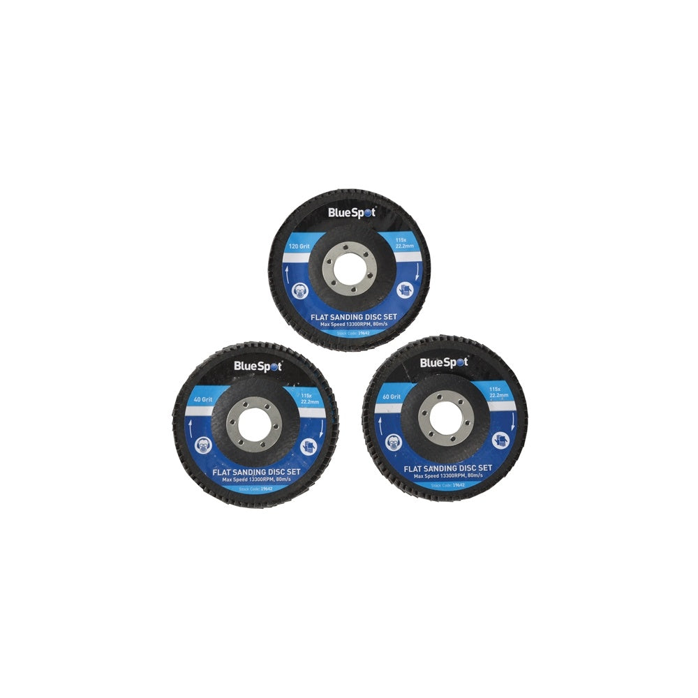 BlueSpot Tools Sanding Flap Disc Set 3 Piece 115mm (4.1/2in)