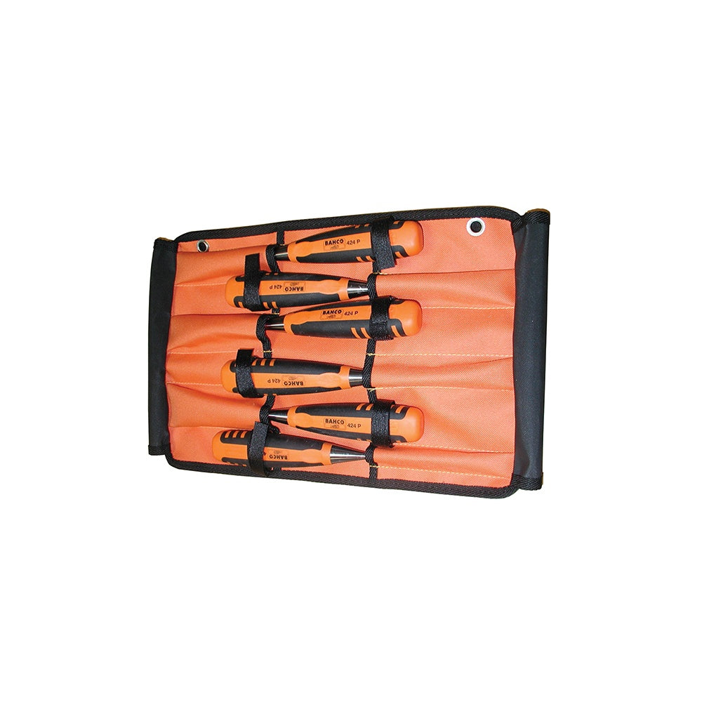 Bahco 424-P Bevel Edge Chisel Set of 6 In Roll: 6,12,16,22,25 & 32mm