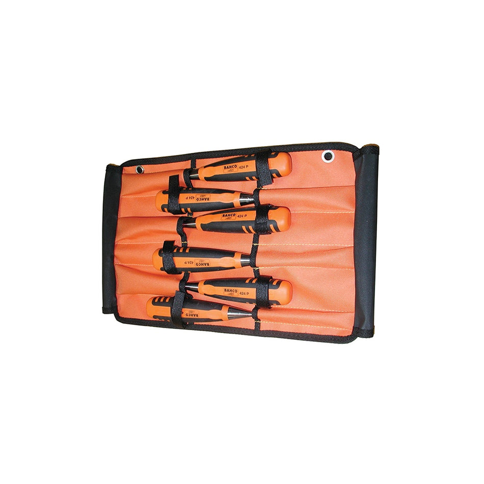 Bahco 424-P Bevel Edge Chisel Set of 6 In Roll: 6,12,16,22,25 & 32mm