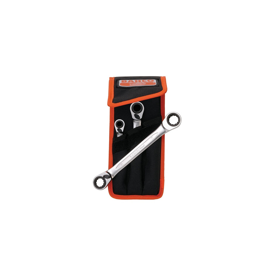 Bahco Reversible Ratchet Spanners Set 3 Piece 8 - 19mm