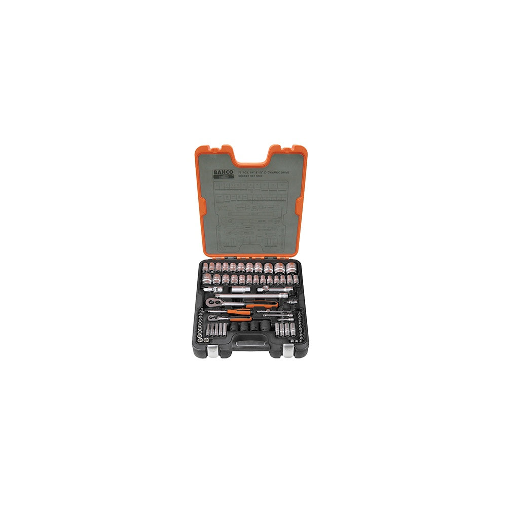 Bahco S800 Socket Set of 77 Metric & AF 1/4 & 1/2in Drive