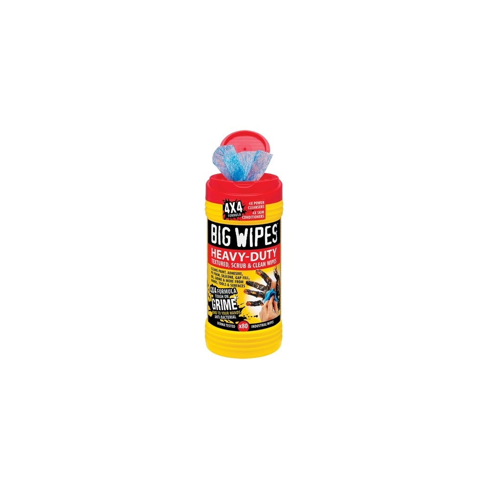 Big Wipes Red Top 4x4 Heavy-Duty Hand Cleaners Tub of 80