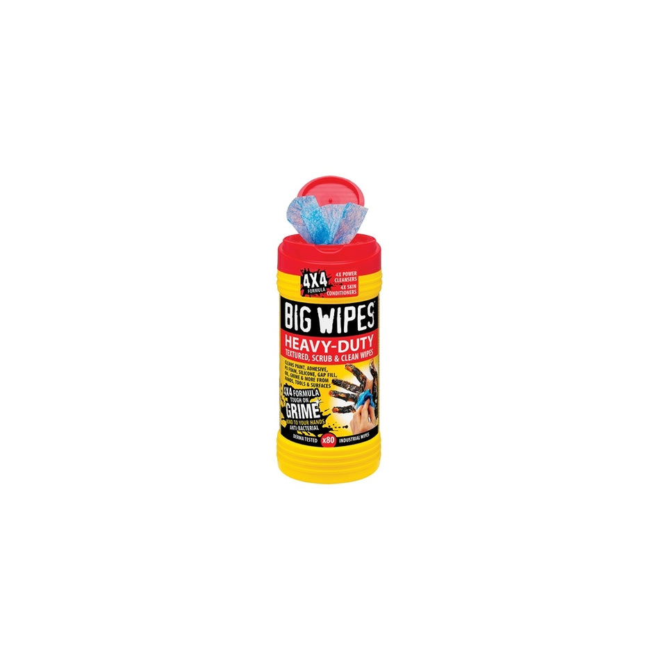 Big Wipes Red Top 4x4 Heavy-Duty Hand Cleaners Tub of 80