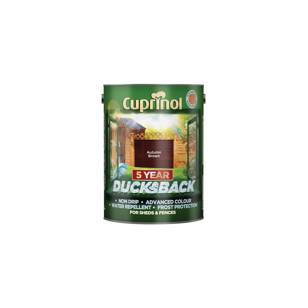 Cuprinol Ducksback 5 Year Waterproof for Sheds & Fences Autumn Brown 5 Litre