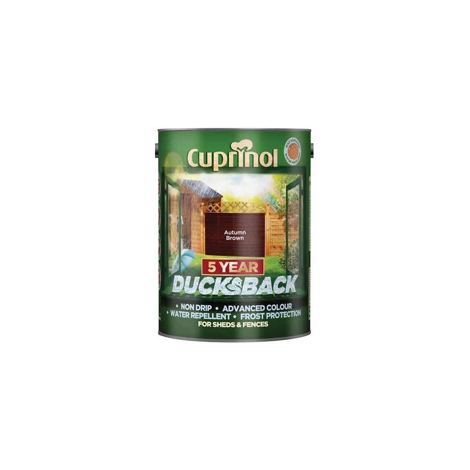 Cuprinol Ducksback 5 Year Waterproof for Sheds & Fences Autumn Brown 5 Litre