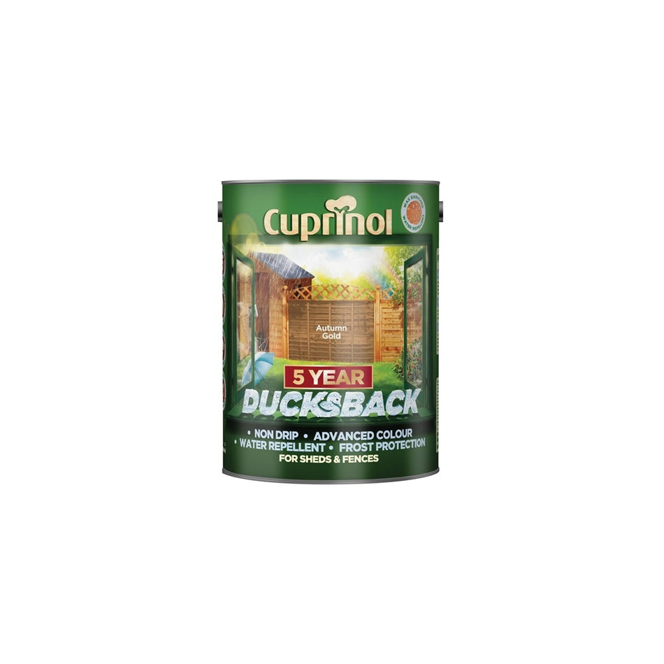 Cuprinol Ducksback 5 Year Waterproof for Sheds & Fences Autumn Gold 5 Litre