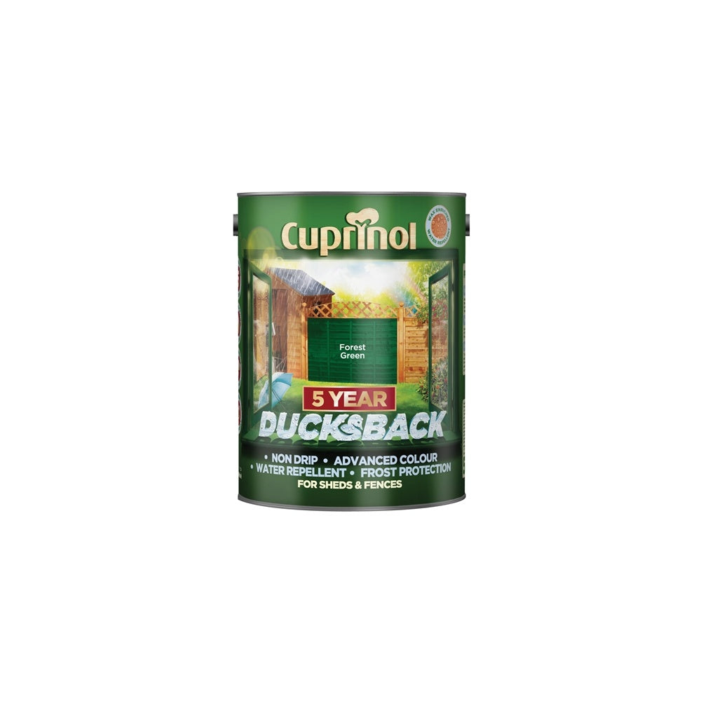 Cuprinol Ducksback 5 Year Waterproof for Sheds & Fences Forest Green 5 Litre