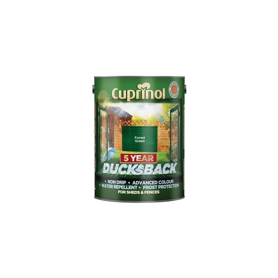 Cuprinol Ducksback 5 Year Waterproof for Sheds & Fences Forest Green 5 Litre
