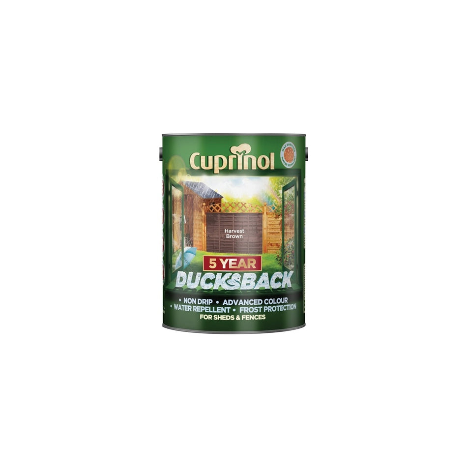 Cuprinol Ducksback 5 Year Waterproof for Sheds & Fences Harvest Brown 5 Litre