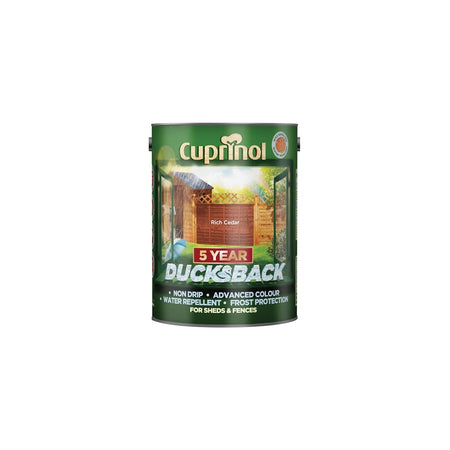 Cuprinol Ducksback 5 Year Waterproof for Sheds & Fences Rich Cedar 5 Litre