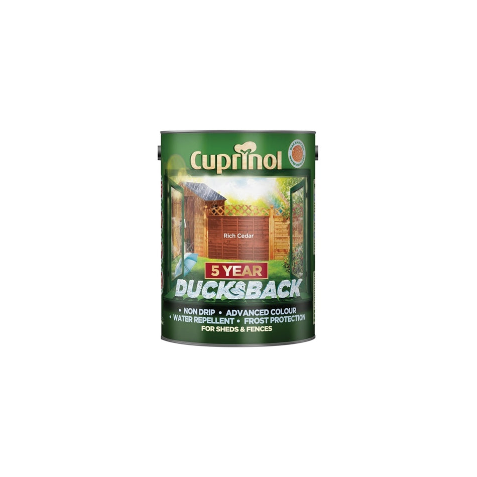 Cuprinol Ducksback 5 Year Waterproof for Sheds & Fences Rich Cedar 5 Litre