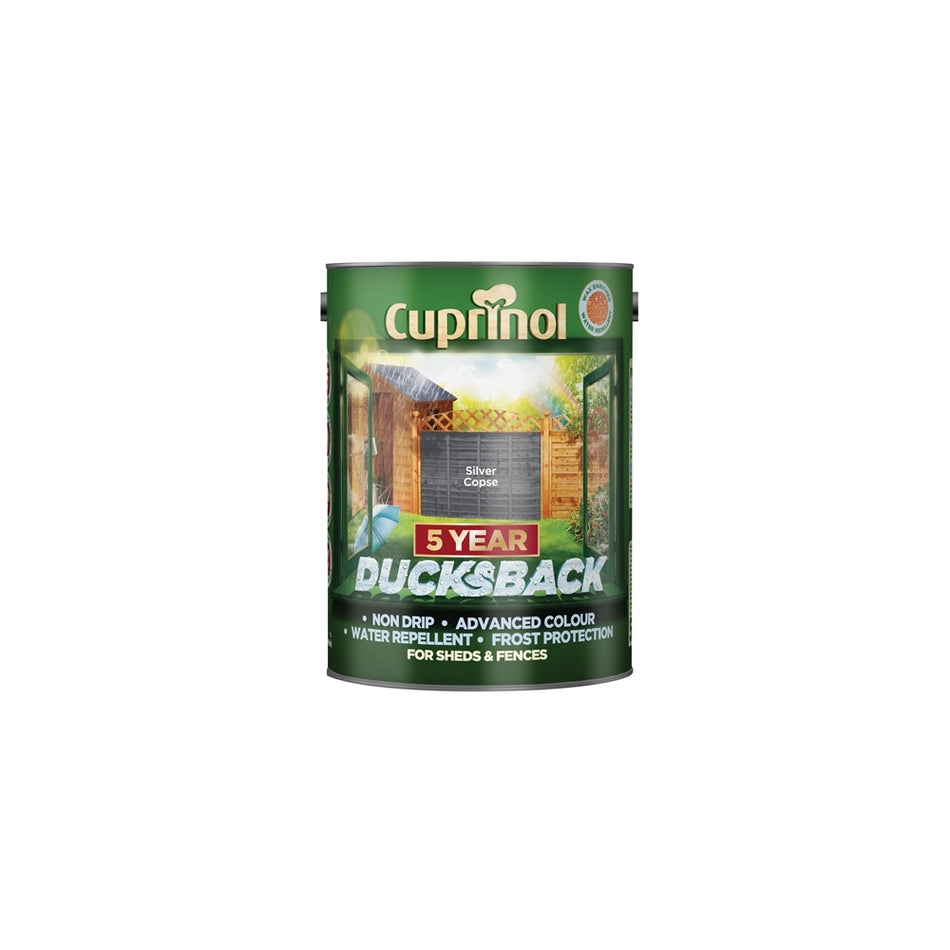 Cuprinol Ducksback 5 Year Waterproof for Sheds & Fences Silver Copse 5 Litre