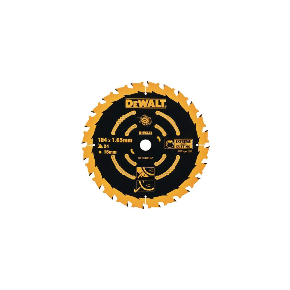 DEWALT Circular Saw Blade 184 x 16mm x 24T Corded Extreme Framing