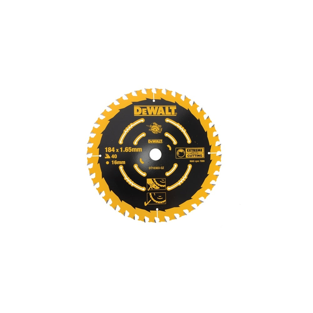 DEWALT Circular Saw Blade 184 x 16mm x 40T Corded Extreme Framing