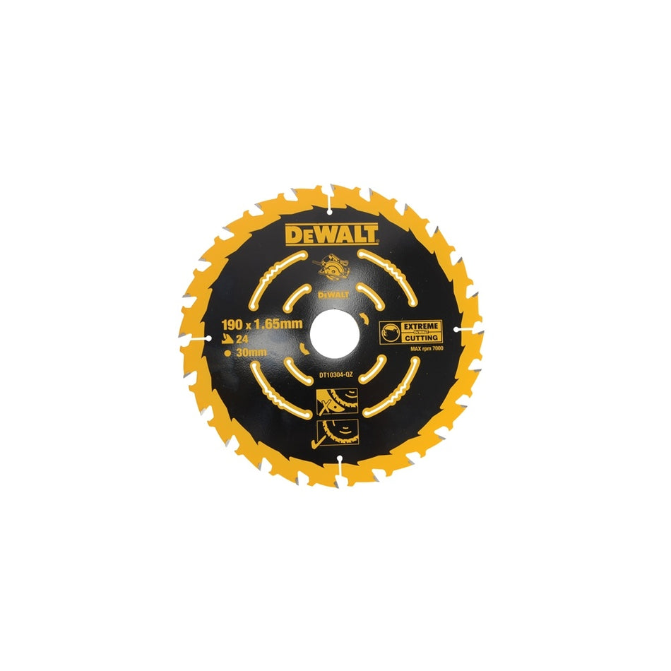 DEWALT Circular Saw Blade 190 x 30mm x 24T Corded Extreme Framing