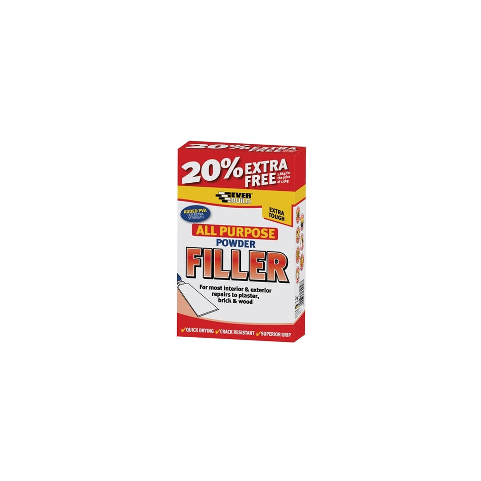 Everbuild All Purpose Powder Filler 1.5kg + 20% Free