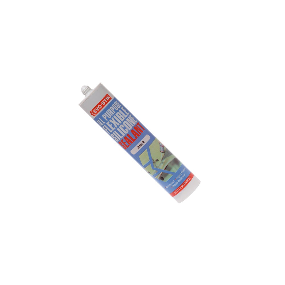 Evo-Stik 112872 All Purpose Flex Silicone Sealant Black C20