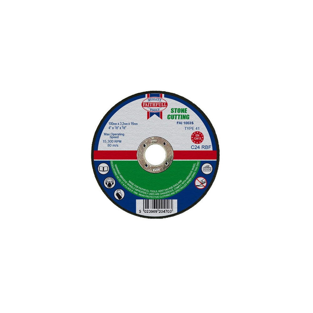 Faithfull Cut Off Disc for Stone 100 x 3.2 x 16mm