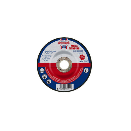 Faithfull Grinding Disc for Metal Depressed Centre 100 x 5 x 16mm