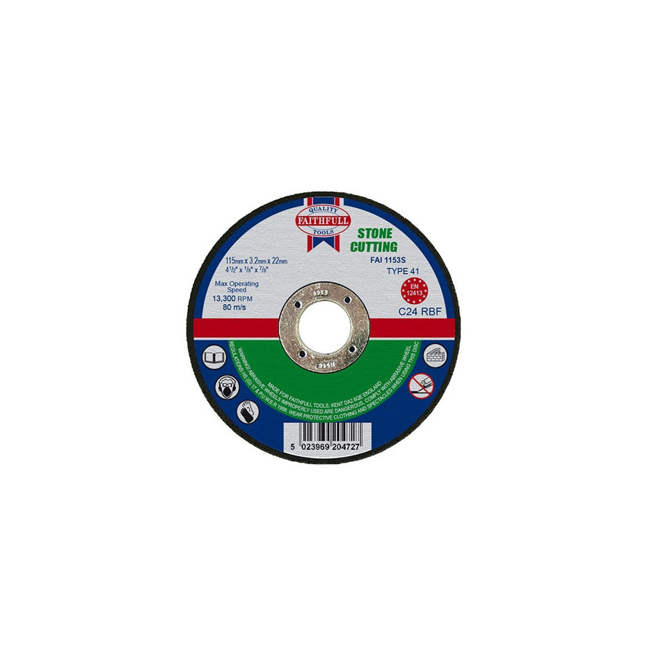 Faithfull Cut Off Disc for Stone 115 x 3.2 x 22mm