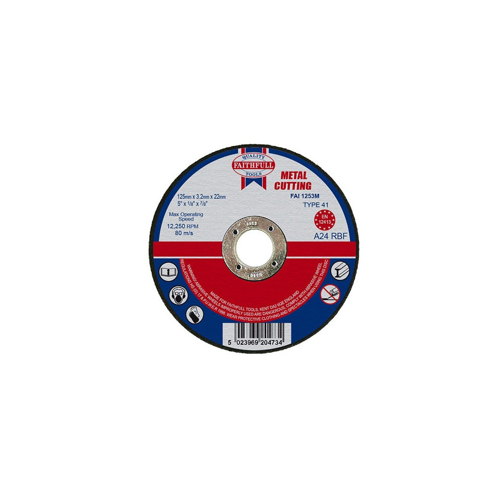 Faithfull Cut Off Disc for Metal 125 x 3.2 x 22mm