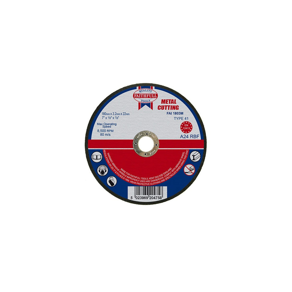 Faithfull Cut Off Disc for Metal 180 x 3.2 x 22mm