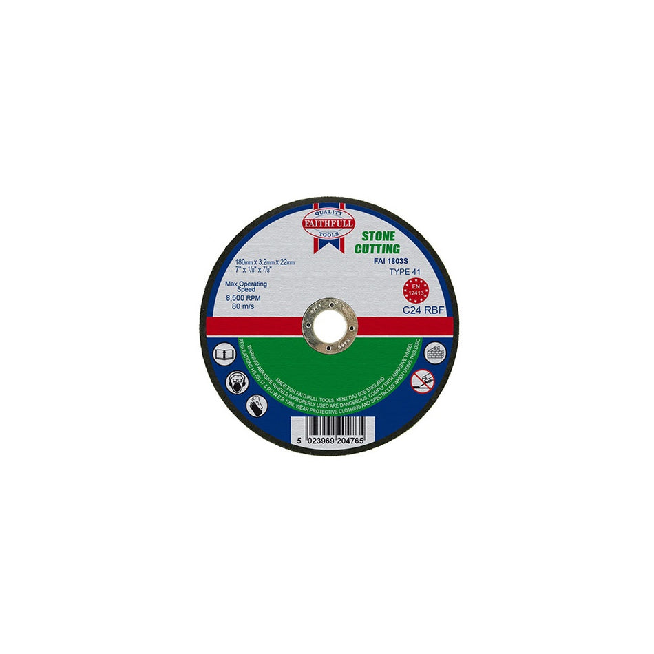 Faithfull Cut Off Disc for Stone 180 x 3.2 x 22mm