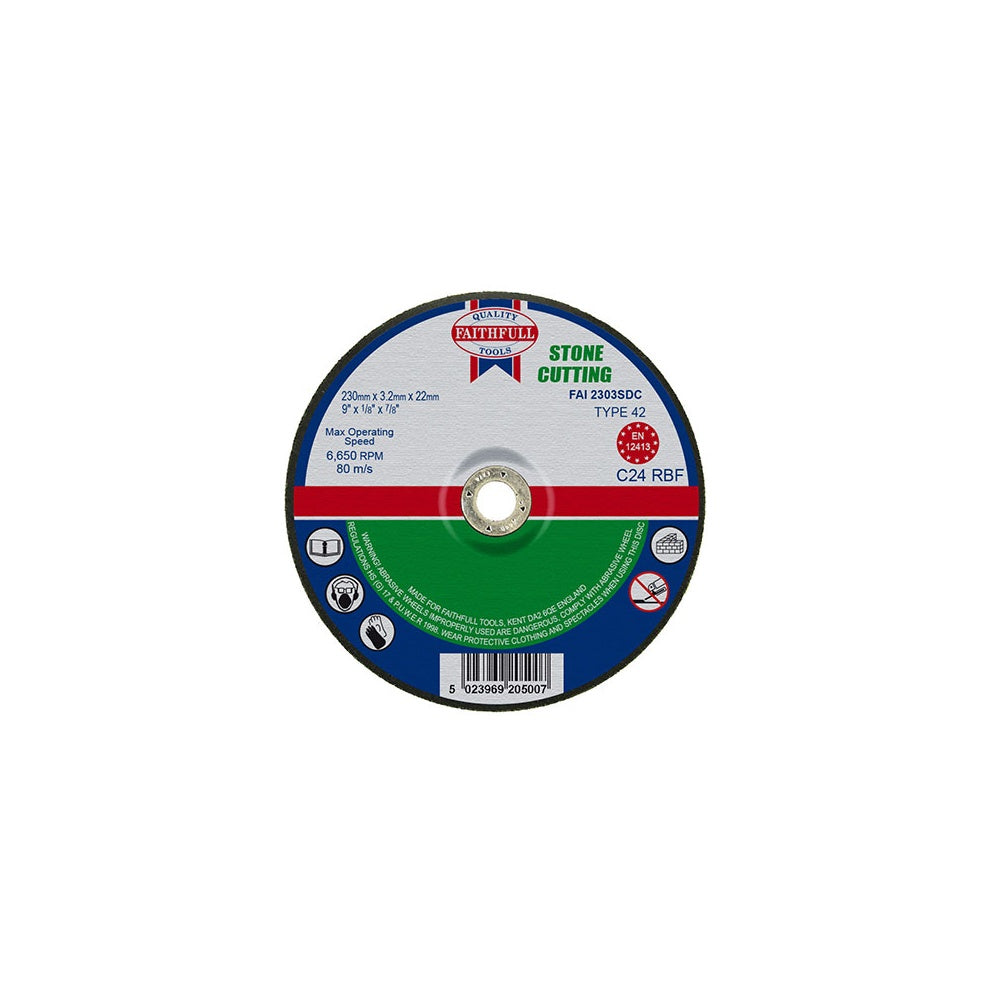 Faithfull Cut Off Disc for Stone Depressed Centre 230 x 3.2 x 22mm