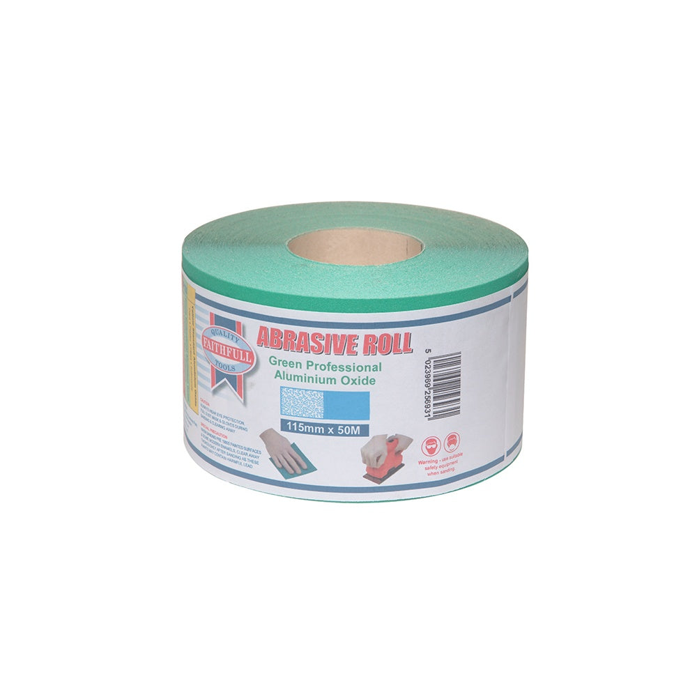Faithfull Aluminium Oxide Paper Roll Green 115 mm x 50m 120g