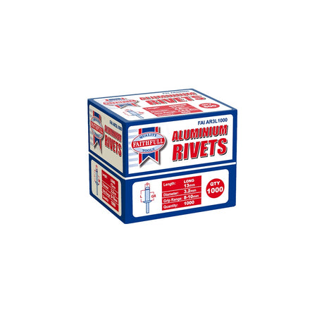 Faithfull Aluminium Rivets 3.2mm x 13mm Long Bulk Pack of 1000
