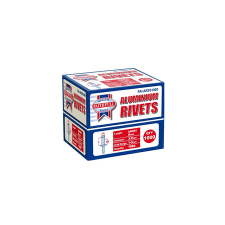 Faithfull Aluminium Rivets 3.2mm x 6mm Short Bulk Pack of 1000