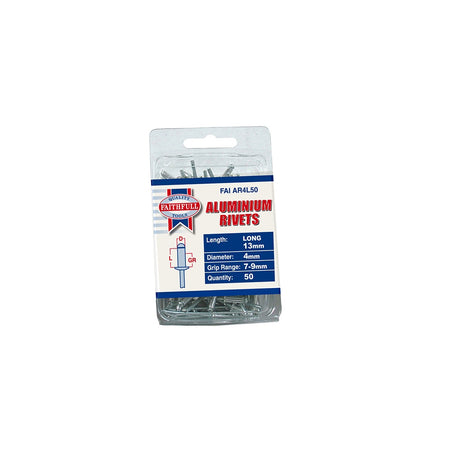 Faithfull Aluminium Rivets 4mm x 13mm Long Pre-Pack of 50