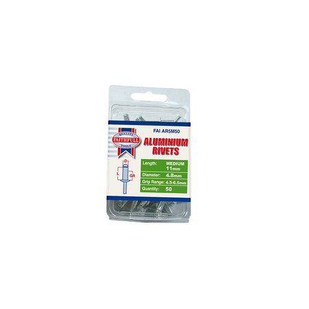 Faithfull Aluminium Rivets 4.8mm x 11mm Medium Pre-Pack of 50
