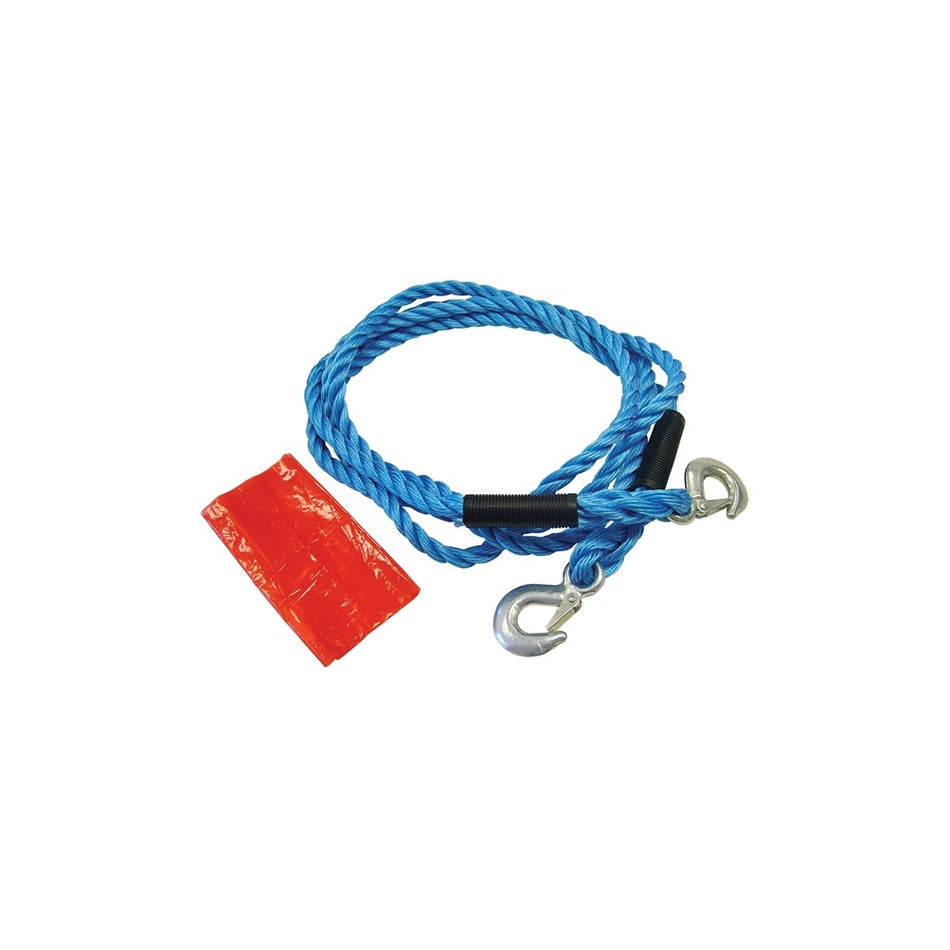 Faithfull Tow Rope 4m Metal Hooks 2 Tonne