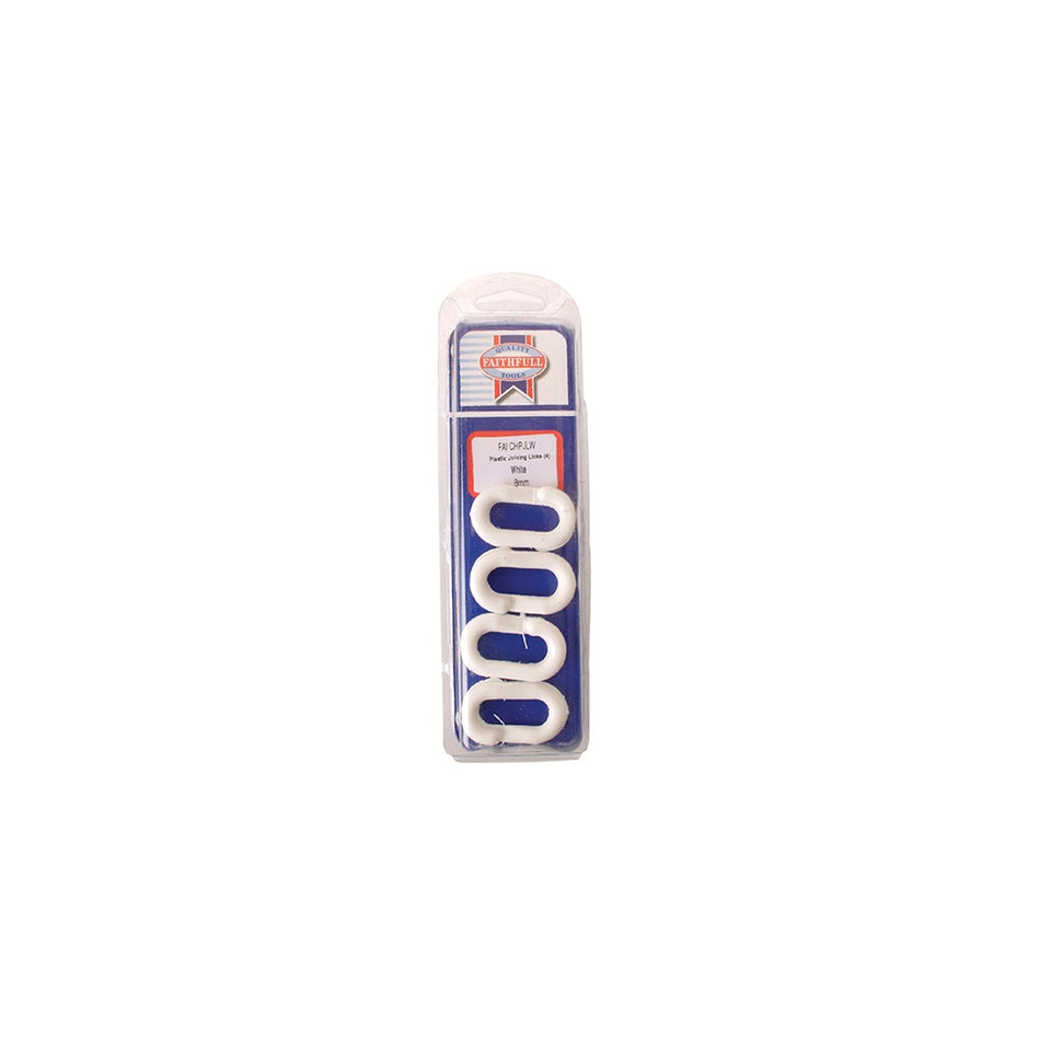 Faithfull Plastic Joining Links 8 mm White (Pack of 4)