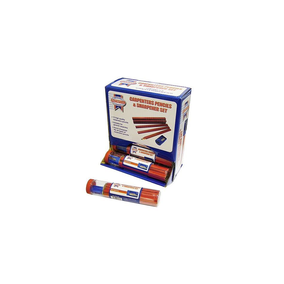 Faithfull Carpenters Pencils Red (12 x Tubes of 12 + Sharpener)