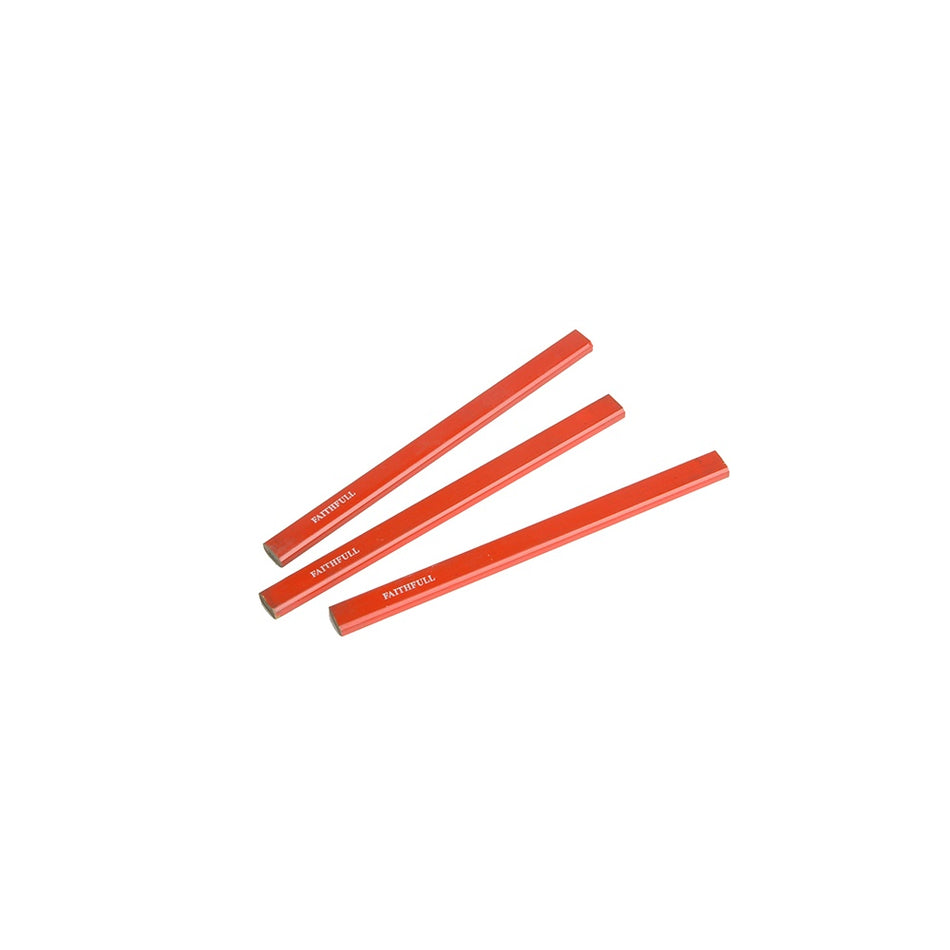 Faithfull Carpenters Pencils - Red / Medium (Pack of 3)
