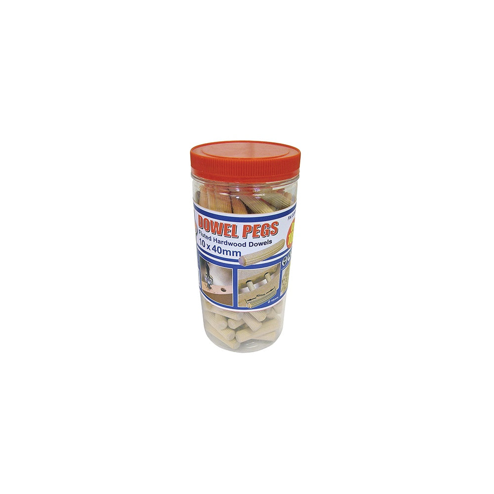 Faithfull Wood Dowels Fluted 40 x 10mm (Tub 100)