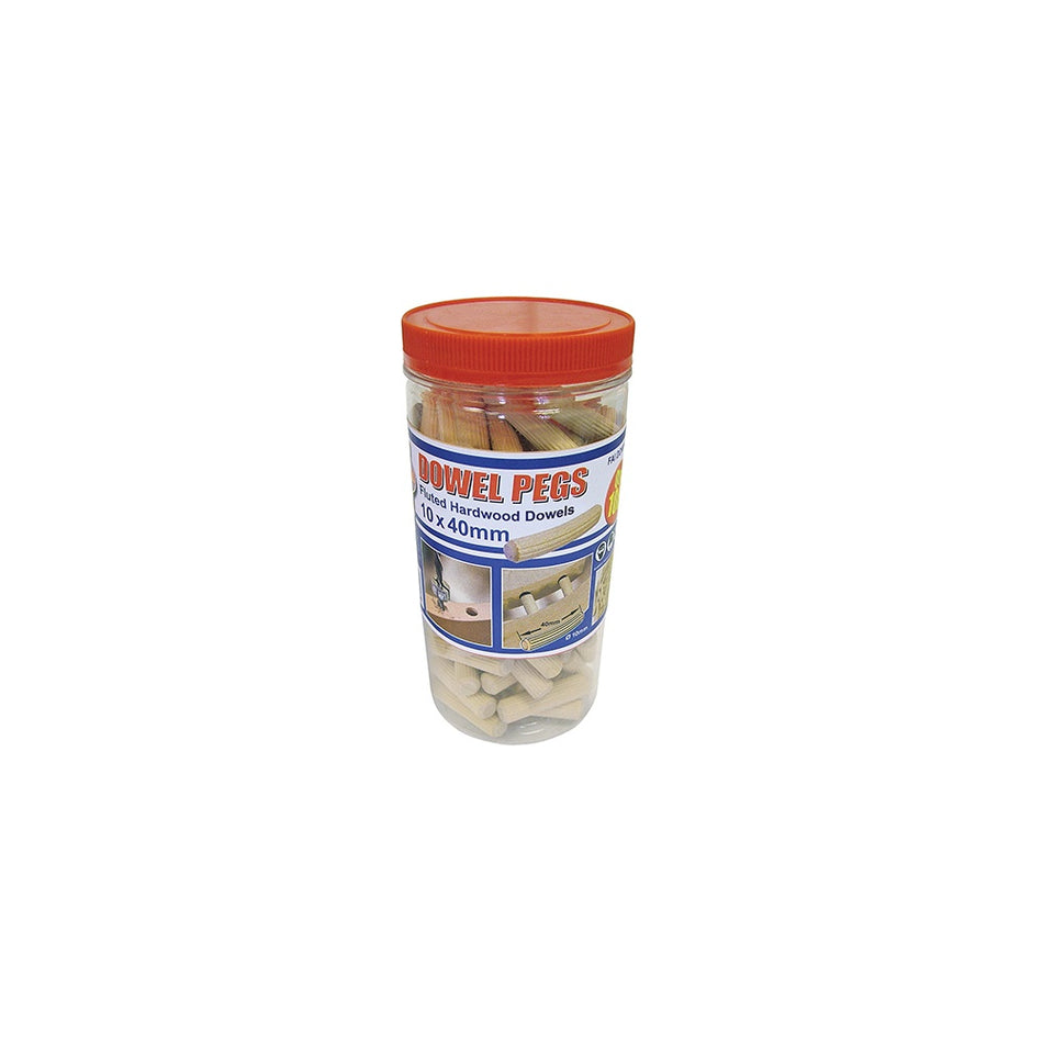 Faithfull Wood Dowels Fluted 40 x 10mm (Tub 100)