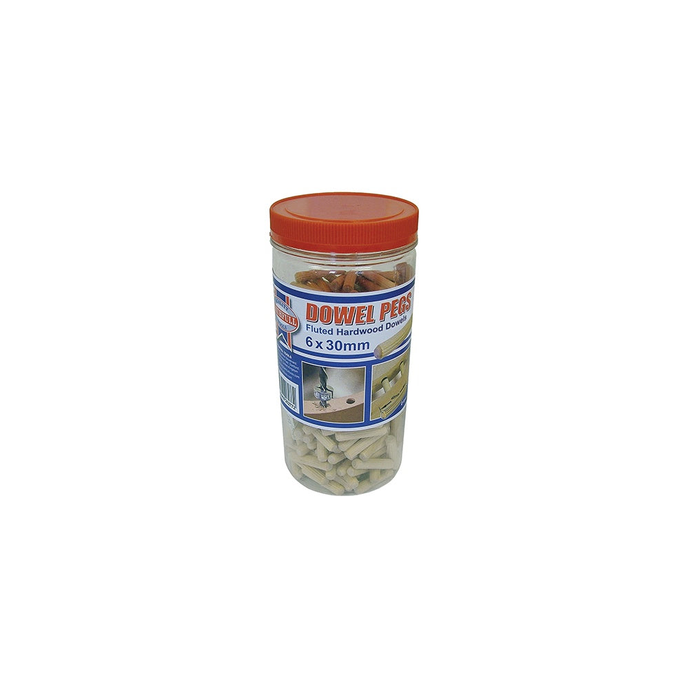 Faithfull Wood Dowels Fluted 30 x 6mm (Tub 300)