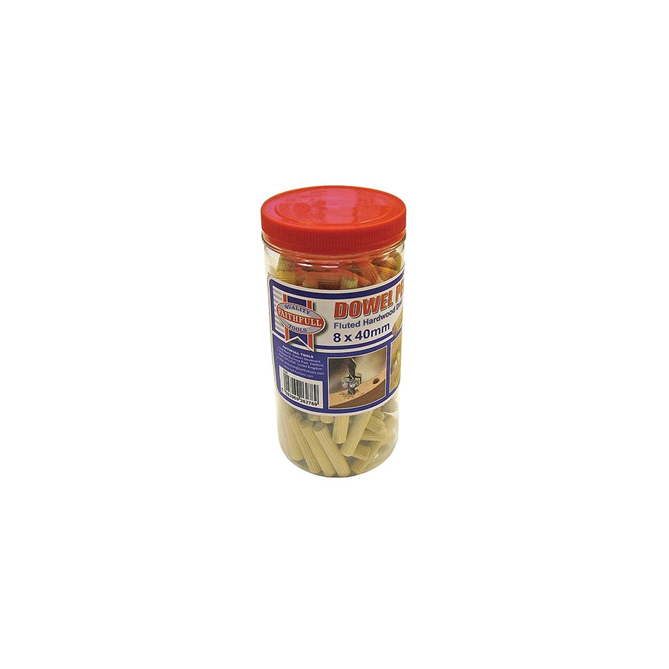Faithfull Wood Dowels Fluted 40 x 8mm (Tub 150)